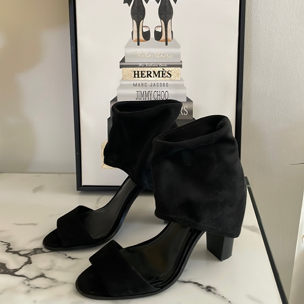 BCBGeneration 4.5” Black Microsuede Heels.